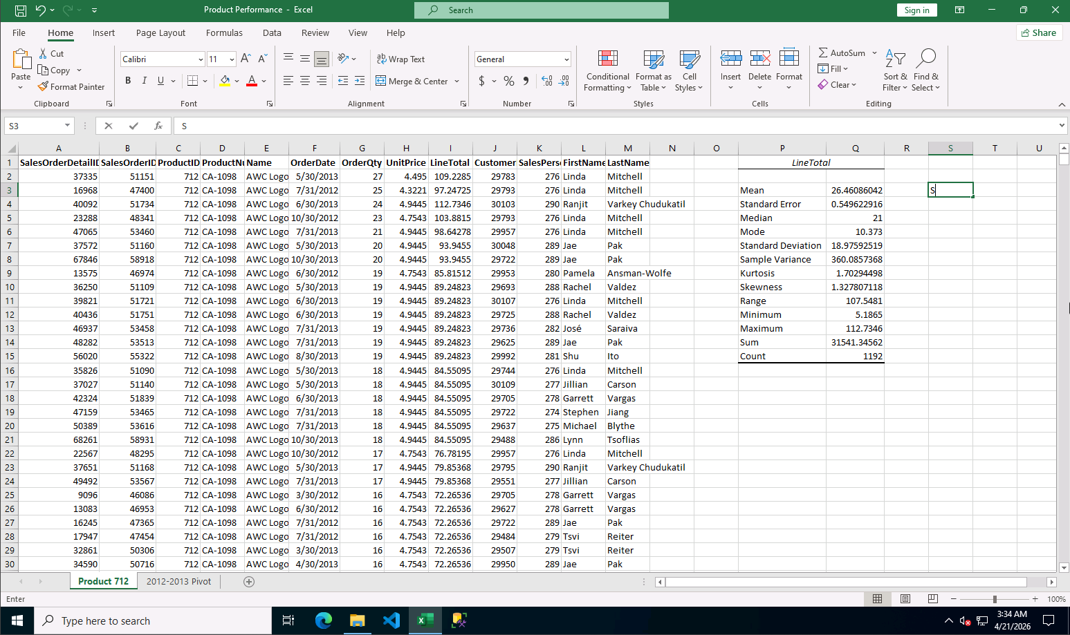 แสดงหน้าต่างผลลัพธ์ Descriptive Statistics